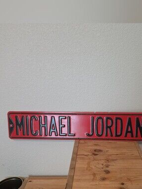 Michael Jordan Ct Street Sign Style Red Metal Sign 35x6 Wall Decor Man